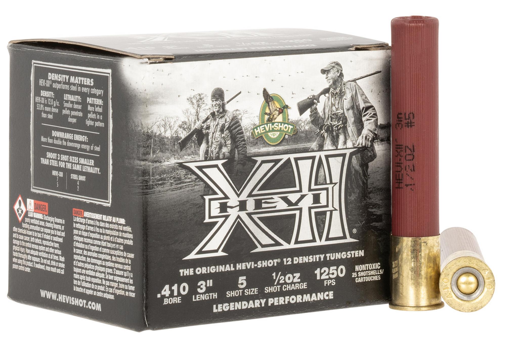 HEVI-Shot HEVI-XII Shotshells HS54105, 410 Gauge, 3", 1/2 oz, 1250 fps, #5 shot, 25 Rds/box