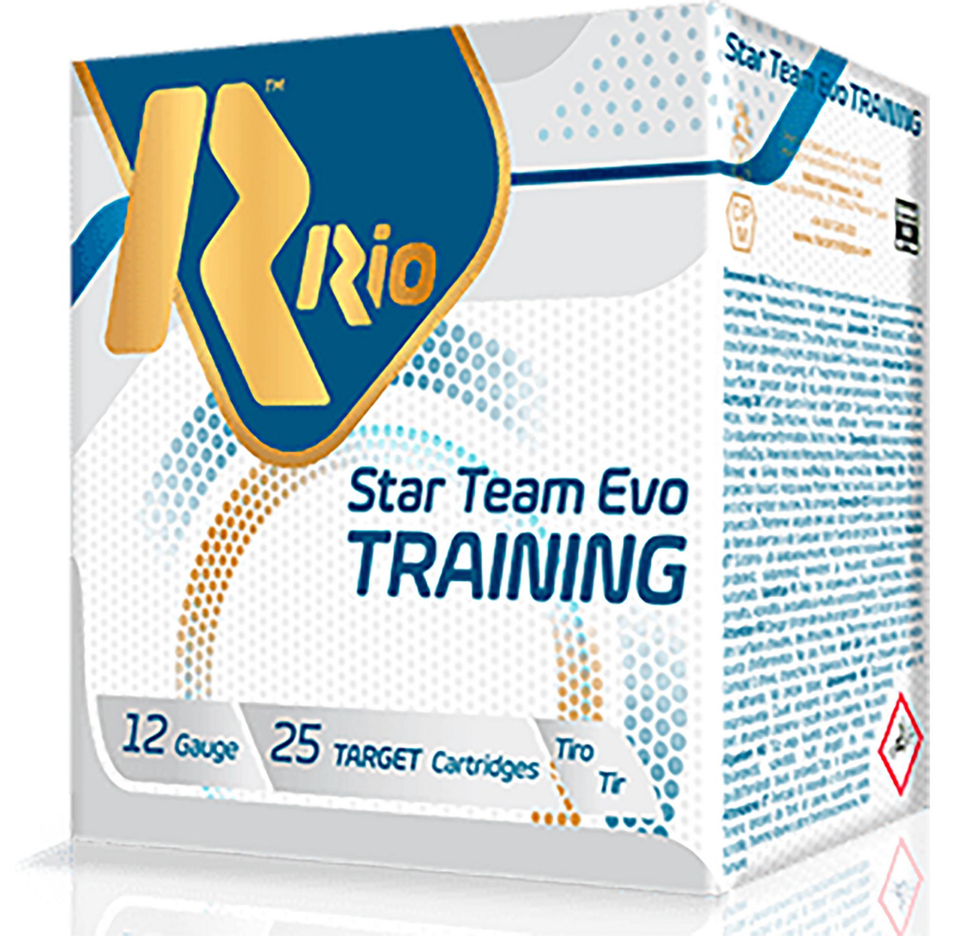 Rio Star Team EVO Shotshells STT288, 12 Gauge, 2-3/4", 1 oz, 1250 fps, #8 Lead Shot, 25 Rds/box