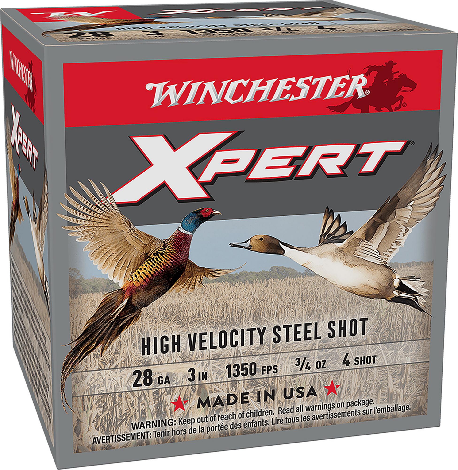Winchester Xpert High Velocity Shotshells WEXP2834, 28 Gauge, 3", 3/4 oz, 1350 fps, #4 Steel , 25 Rds/box