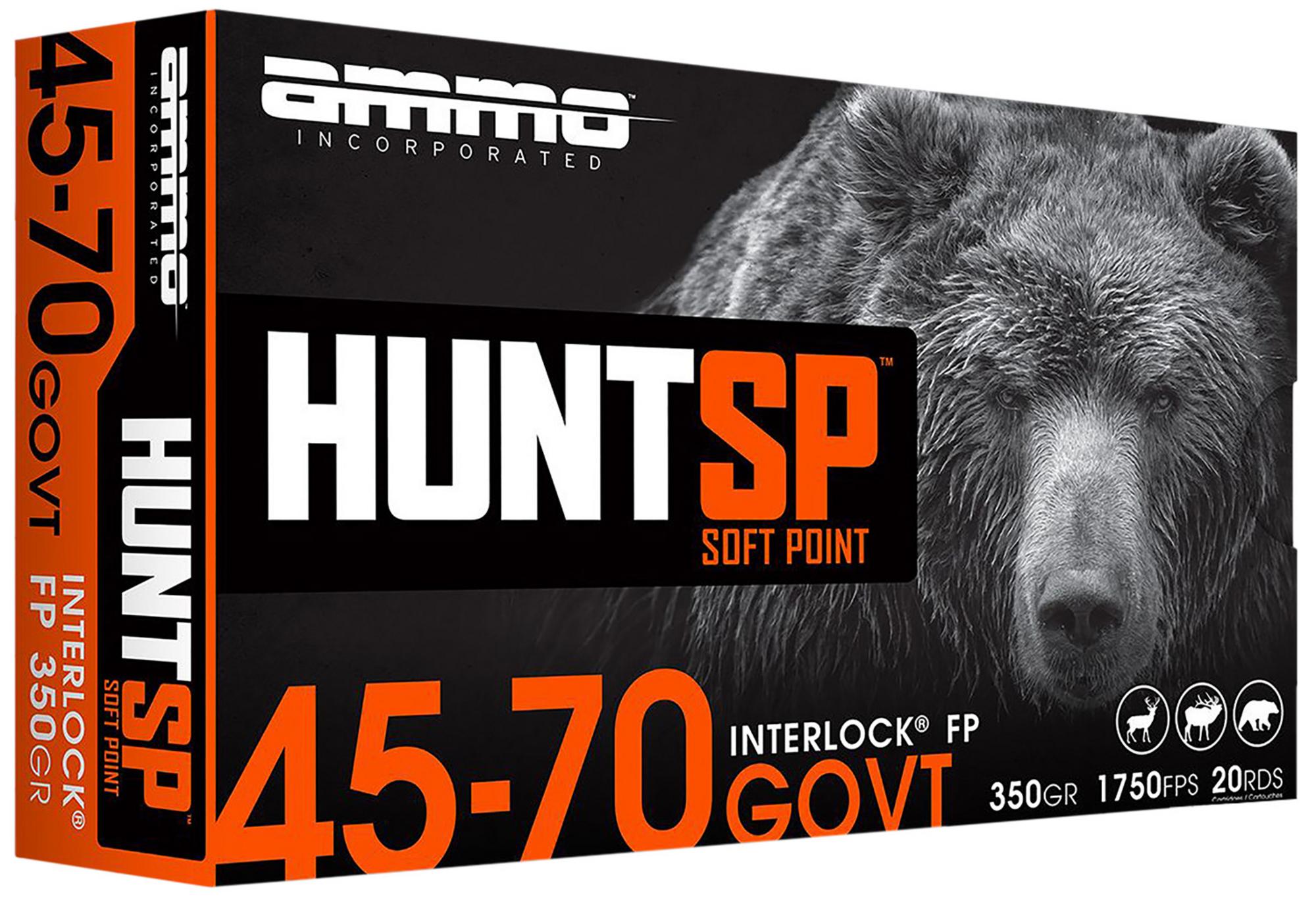 Ammo Inc Hunt Rifle Ammunition 4570G350SPA20, 45-70 Gov, Soft Point, 350 gr, 1750 fps, 20 Rd/Bx