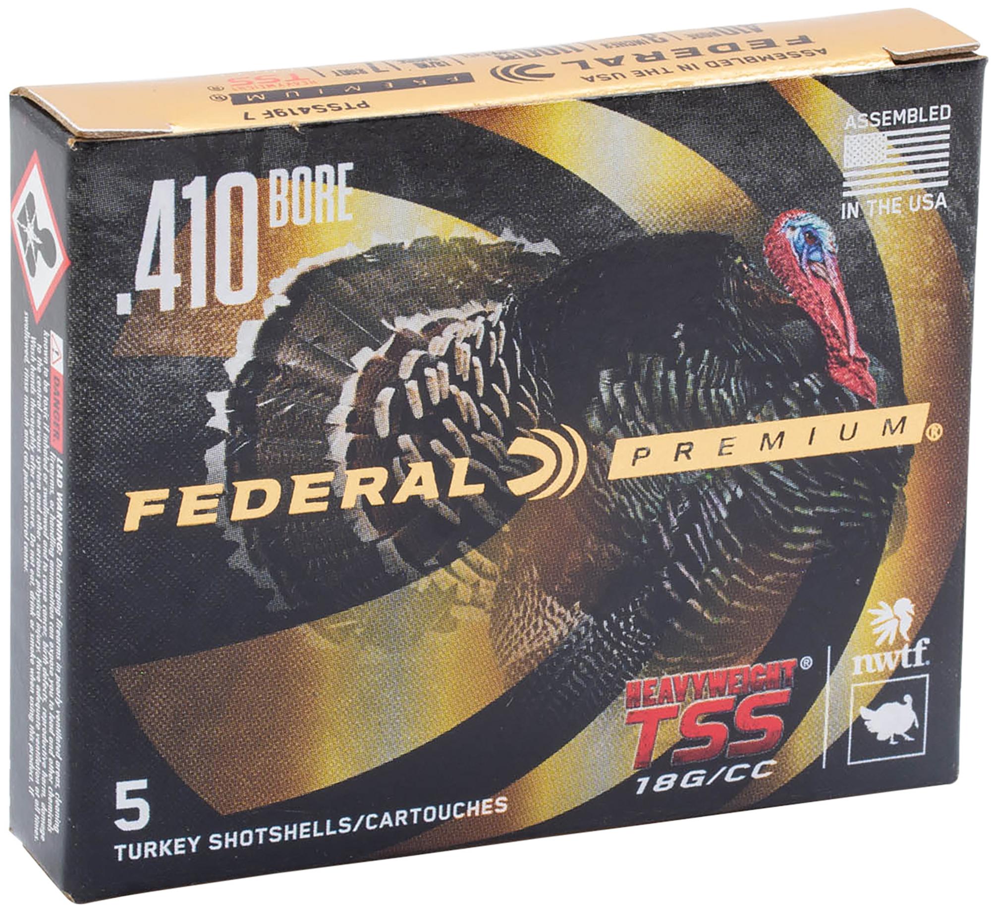 Federal Premium Turkey Heavyweight TSS Shotshells PTSS419F8, 410 Gauge, 3", 13/16 oz, #8 shot, 5 Rds/box