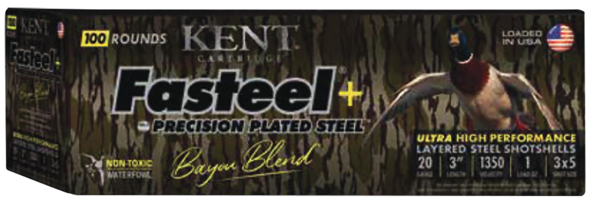 Kent Cartridge Fasteel+ Value Pack Shotshells CC203FSP283X5, 20 Gauge, 3", 1 oz, 1350 fps, #3x5 Steel Shot, 100 Rds/box