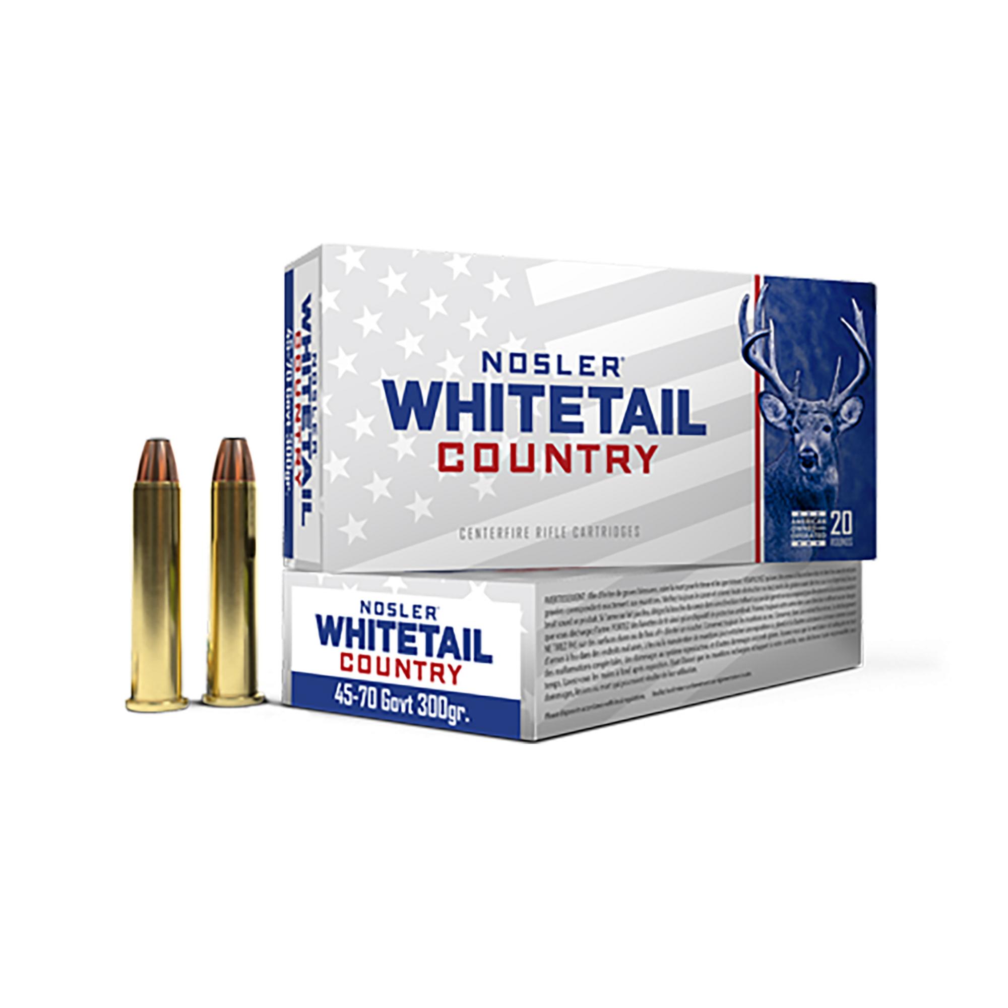 Nosler Whitetail Country Rifle Ammunition 40145, 45-70 Gov, 300 gr, 20 Rd/Bx