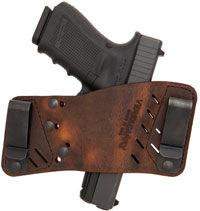 Versacarry Rapid Slide S3 Ambidextrous Holster, Metal Clips, Tuckable, Multi, Distressed Brown Water Buffalo (42311)